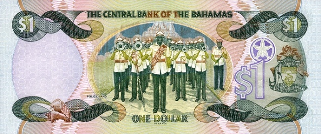 Купюра номиналом 1 багамский доллар, обратная сторона